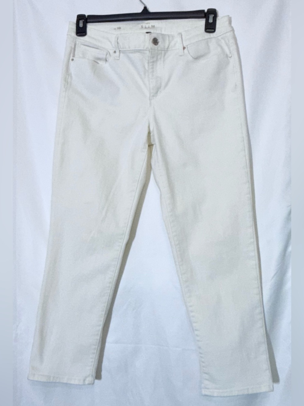 White House Black Market Slim Crop White Jeans Women’s Size 10 Mid Rise